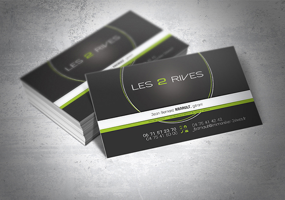 Cartes de visite pour l'agence immobilière Les 2 Rives