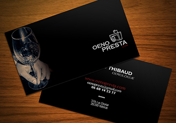 Cartes de visite pour la société Oeno Presta